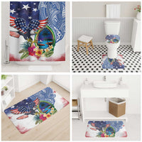 Guam and United States Together Bathroom Set Bald Eagle and Guam Seal with Flower and Tribal Tattoos LT03 - Polynesian Pride