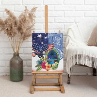 Guam and United States Together Canvas Wall Art Bald Eagle and Guam Seal with Flower and Tribal Tattoos LT03 - Polynesian Pride