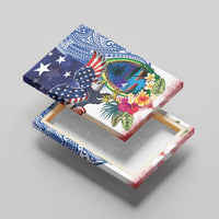 Guam and United States Together Canvas Wall Art Bald Eagle and Guam Seal with Flower and Tribal Tattoos LT03 - Polynesian Pride