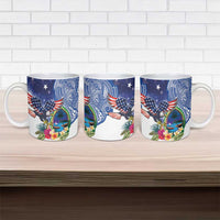 Guam and United States Together Ceramic Mug Bald Eagle and Guam Seal with Flower and Tribal Tattoos LT03 - Polynesian Pride