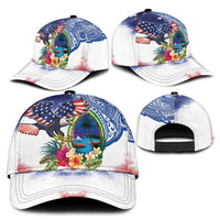 Guam and United States Together Classic Cap Bald Eagle and Guam Seal with Flower and Tribal Tattoos LT03 - Polynesian Pride