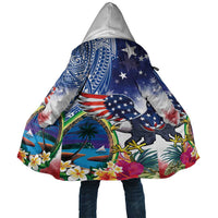 Guam and United States Together Cloak Bald Eagle and Guam Seal with Flower and Tribal Tattoos LT03 Unisex Multicolor - Polynesian Pride