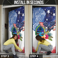 Guam and United States Together Door Cover Bald Eagle and Guam Seal with Flower and Tribal Tattoos LT03 - Polynesian Pride