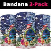 Guam and United States Together Neck Gaiter Bald Eagle and Guam Seal with Flower and Tribal Tattoos LT03 package One Size: 25*50cm Multicolor - Polynesian Pride