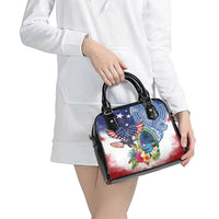 Guam and United States Together Shoulder Handbag Bald Eagle and Guam Seal with Flower and Tribal Tattoos LT03 - Polynesian Pride