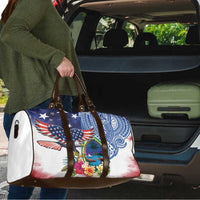 Guam and United States Together Travel Bag Bald Eagle and Guam Seal with Flower and Tribal Tattoos LT03 - Polynesian Pride