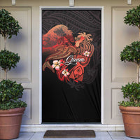 Guam Tribal Chamorro Door Cover Polynesian Shark with Plumeria and Sea Vibe LT03 Black - Polynesian Pride