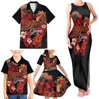 Guam Tribal Chamorro Family Matching Tank Maxi Dress and Hawaiian Shirt Polynesian Shark with Plumeria and Sea Vibe LT03 - Polynesian Pride
