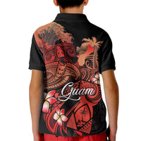 Guam Tribal Chamorro Kid Polo Shirt Polynesian Shark with Plumeria and Sea Vibe LT03 - Polynesian Pride