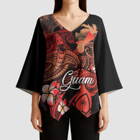 Guam Tribal Chamorro Kimono Sleeve Blouse Polynesian Shark with Plumeria and Sea Vibe LT03 - Polynesian Pride