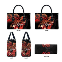Guam Tribal Chamorro Leather Bag Polynesian Shark with Plumeria and Sea Vibe - Polynesian Pride