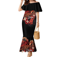 Guam Tribal Chamorro Mermaid Dress Polynesian Shark with Plumeria and Sea Vibe LT03 Women Black - Polynesian Pride