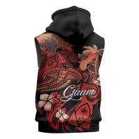 Guam Tribal Chamorro Sleeveless Hoodie Polynesian Shark with Plumeria and Sea Vibe LT03 - Polynesian Pride