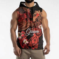 Guam Tribal Chamorro Sleeveless Hoodie Polynesian Shark with Plumeria and Sea Vibe LT03 - Polynesian Pride