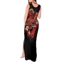 Guam Tribal Chamorro Tank Maxi Dress Polynesian Shark with Plumeria and Sea Vibe LT03 - Polynesian Pride
