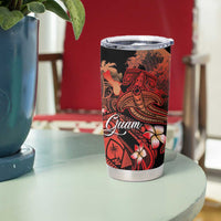 Guam Tribal Chamorro Tumbler Cup Polynesian Shark with Plumeria and Sea Vibe LT03 - Polynesian Pride