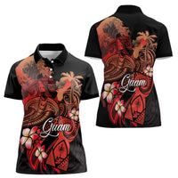 Guam Tribal Chamorro Women Polo Shirt Polynesian Shark with Plumeria and Sea Vibe LT03 - Polynesian Pride