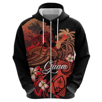 Guam Tribal Chamorro Zip Hoodie Polynesian Shark with Plumeria and Sea Vibe LT03 - Polynesian Pride
