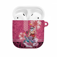 Hawaii Mele Kalikimaka AirPods Case Funny Santa with Tribal Tattoos Kakau Pink Color LT03 Pink - Polynesian Pride