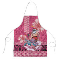 Hawaii Mele Kalikimaka Apron Funny Santa with Tribal Tattoos Kakau Pink Color LT03 Pink - Polynesian Pride