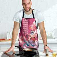 Hawaii Mele Kalikimaka Apron Funny Santa with Tribal Tattoos Kakau Pink Color LT03 - Polynesian Pride