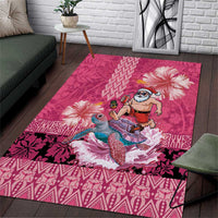 Hawaii Mele Kalikimaka Area Rug Funny Santa with Tribal Tattoos Kakau Pink Color LT03 Pink - Polynesian Pride