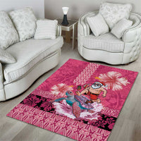Hawaii Mele Kalikimaka Area Rug Funny Santa with Tribal Tattoos Kakau Pink Color LT03 - Polynesian Pride