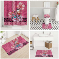 Hawaii Mele Kalikimaka Bathroom Set Funny Santa with Tribal Tattoos Kakau Pink Color LT03 - Polynesian Pride