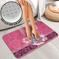 Hawaii Mele Kalikimaka Bathroom Set Funny Santa with Tribal Tattoos Kakau Pink Color LT03 - Polynesian Pride