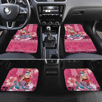 Hawaii Mele Kalikimaka Car Mats Funny Santa with Tribal Tattoos Kakau Pink Color LT03 Set 4pcs Pink - Polynesian Pride