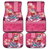 Hawaii Mele Kalikimaka Car Mats Funny Santa with Tribal Tattoos Kakau Pink Color LT03 - Polynesian Pride