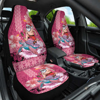 Hawaii Mele Kalikimaka Car Seat Cover Funny Santa with Tribal Tattoos Kakau Pink Color LT03 One Size Pink - Polynesian Pride