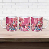 Hawaii Mele Kalikimaka Ceramic Mug Funny Santa with Tribal Tattoos Kakau Pink Color LT03 - Polynesian Pride