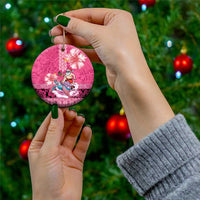 Hawaii Mele Kalikimaka Ceramic Ornament Funny Santa with Tribal Tattoos Kakau Pink Color LT03 - Polynesian Pride