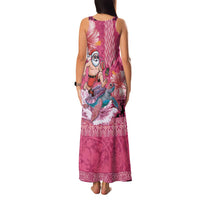 Hawaii Mele Kalikimaka Family Matching Tank Maxi Dress and Hawaiian Shirt Funny Santa with Tribal Tattoos Kakau Pink Color LT03 - Polynesian Pride