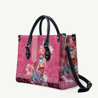 Hawaii Mele Kalikimaka Leather Bag Funny Santa with Tribal Tattoos Kakau Pink Color LT03 Pink - Polynesian Pride