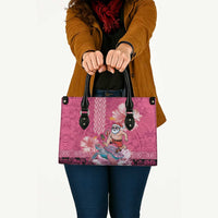 Hawaii Mele Kalikimaka Leather Bag Funny Santa with Tribal Tattoos Kakau Pink Color LT03 - Polynesian Pride
