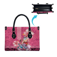 Hawaii Mele Kalikimaka Leather Bag Funny Santa with Tribal Tattoos Kakau Pink Color LT03 - Polynesian Pride