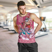 Hawaii Mele Kalikimaka Men Tank Top Funny Santa with Tribal Tattoos Kakau Pink Color LT03 Pink - Polynesian Pride