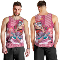 Hawaii Mele Kalikimaka Men Tank Top Funny Santa with Tribal Tattoos Kakau Pink Color LT03 - Polynesian Pride