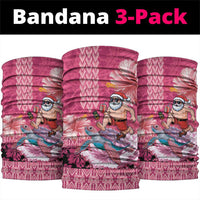 Hawaii Mele Kalikimaka Neck Gaiter Funny Santa with Tribal Tattoos Kakau Pink Color LT03 package One Size: 25*50cm Pink - Polynesian Pride