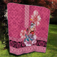 Hawaii Mele Kalikimaka Quilt Funny Santa with Tribal Tattoos Kakau Pink Color LT03 - Polynesian Pride