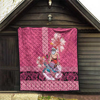Hawaii Mele Kalikimaka Quilt Funny Santa with Tribal Tattoos Kakau Pink Color LT03 - Polynesian Pride