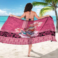 Hawaii Mele Kalikimaka Sarong Funny Santa with Tribal Tattoos Kakau Pink Color LT03 - Polynesian Pride