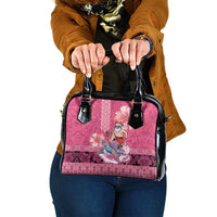 Hawaii Mele Kalikimaka Shoulder Handbag Funny Santa with Tribal Tattoos Kakau Pink Color LT03 One Size Pink - Polynesian Pride