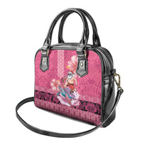 Hawaii Mele Kalikimaka Shoulder Handbag Funny Santa with Tribal Tattoos Kakau Pink Color LT03 - Polynesian Pride