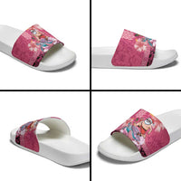 Hawaii Mele Kalikimaka Slide Sandals Funny Santa with Tribal Tattoos Kakau Pink Color LT03 - Polynesian Pride