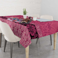 Hawaii Mele Kalikimaka Tablecloth Funny Santa with Tribal Tattoos Kakau Pink Color LT03 - Polynesian Pride