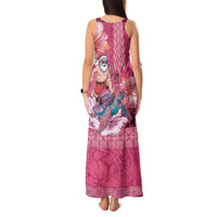 Hawaii Mele Kalikimaka Tank Maxi Dress Funny Santa with Tribal Tattoos Kakau Pink Color LT03 - Polynesian Pride