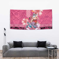 Hawaii Mele Kalikimaka Tapestry Funny Santa with Tribal Tattoos Kakau Pink Color LT03 - Polynesian Pride